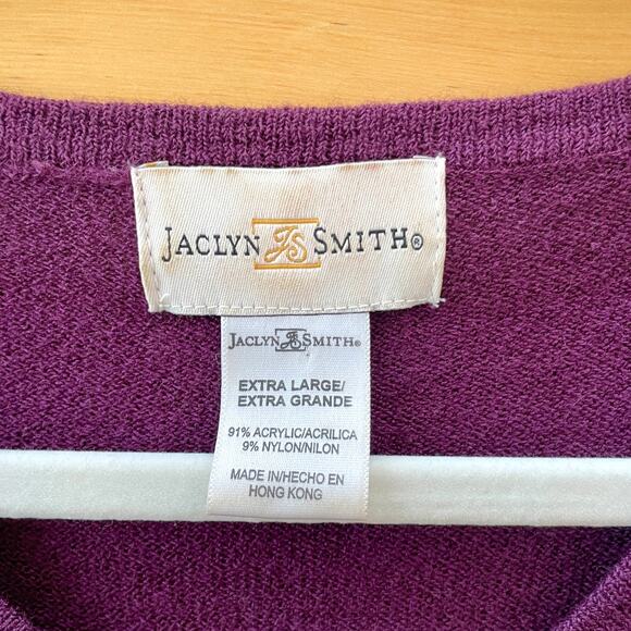 Jaclyn Smith - Vintage Purple Floral Embroidered Short Sleeve Cardigan - Picture 6 of 6